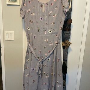 Lindy Bop Lavender Floral Midi Dress